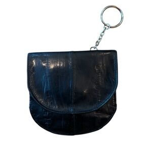 Vintage Eel Skin Wallet Black Coin Purse Bag Charm